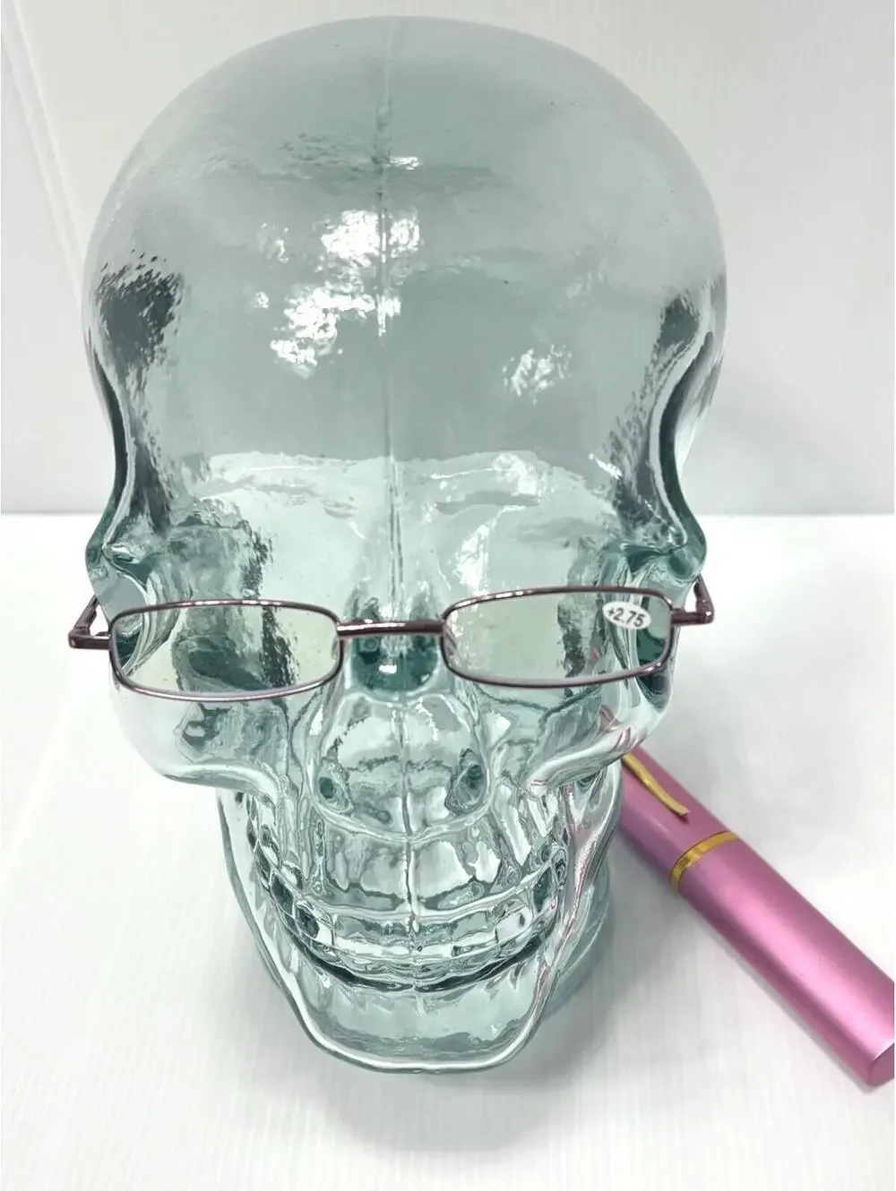 +2.75 Reading Glasses Pink Slim Metal Frame with Matching Hard Case Portable